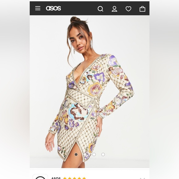 ASOS Structured V Neck Beaded Dress - Very Intricate Size 0 - NWT NEVER TRIED ON - Picture 6 of 6